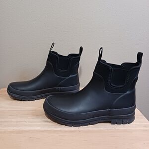 STAHEEKUM Rain Boots Black Ankle Wellies Womens Size 6